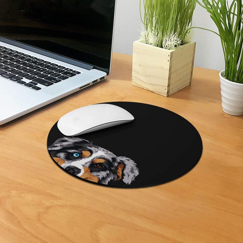 WIRESTER Non-Slip Round Mousepad, WIRESTER Merle Aussie Australian Shepherd Dog Mouse Pad for Home, Office and Gaming Desk - Image 5
